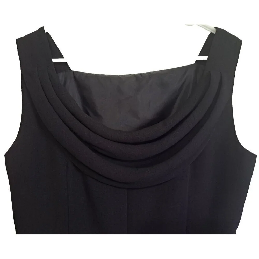 Virgo Women's 12 Black Sleeveless Sheath Dress Drape Back Office - Picture 5 of 8
